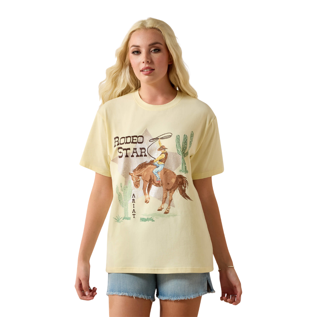 Ariat Women's Rodeo Star Boyfriend Yellow T-Shirt