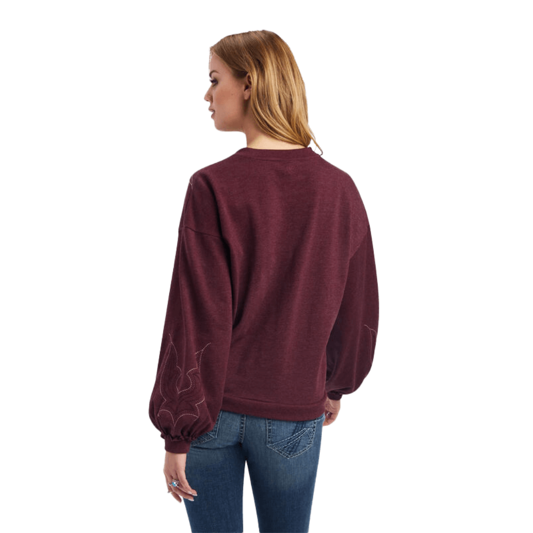 Ariat Women's Stitched Wine Crew Red Sweatshirt