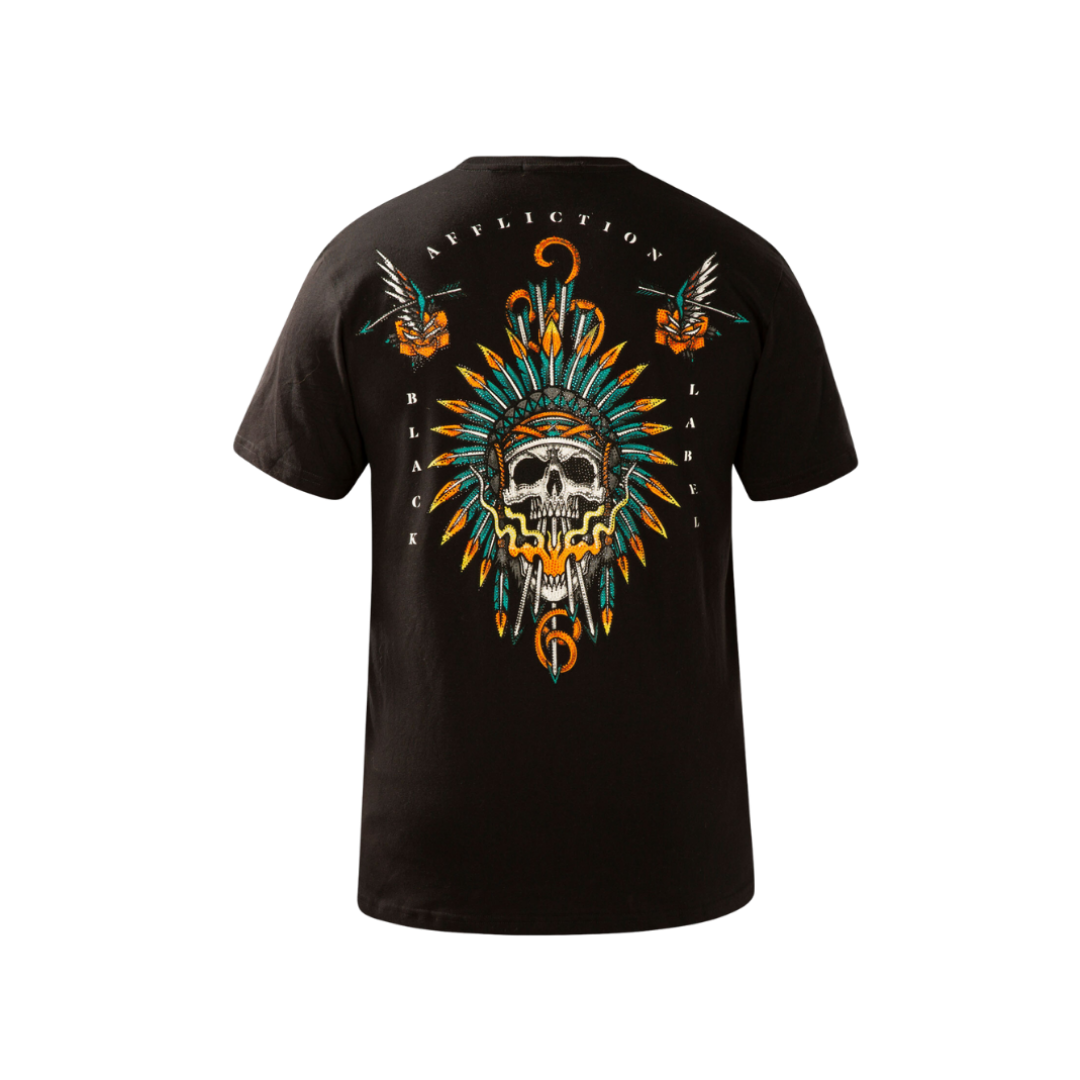 Affliction Men's Fire Breather Crew Neck Short Sleeve Black Tee Shirt