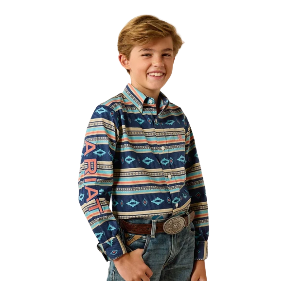 Ariat Youth Boy's Team Serape Blue Shirt