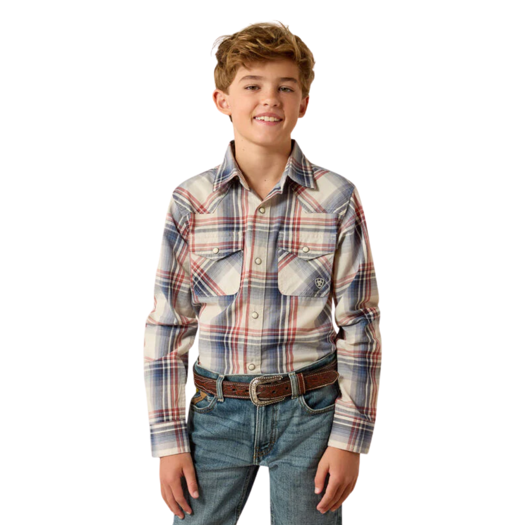 Ariat Youth Boy's Retro Hawthorn Snap Blue Shirt