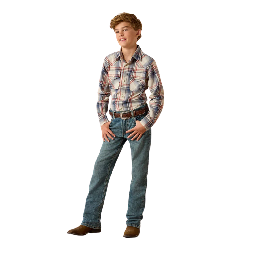 Ariat Youth Boy's Retro Hawthorn Snap Blue Shirt