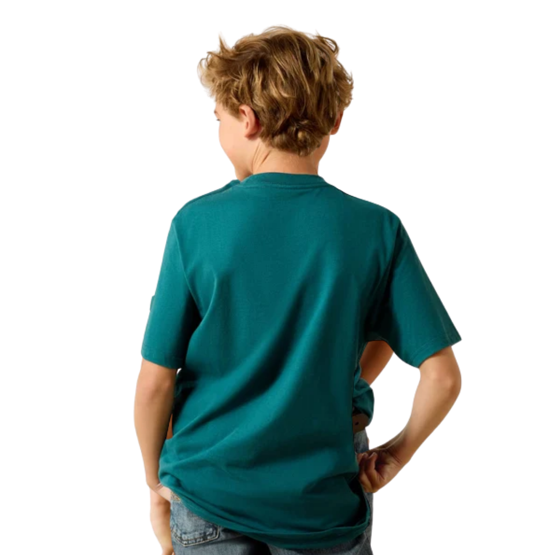 Ariat Youth Boy's Cattle Skull Freedom Green Tee Shirt