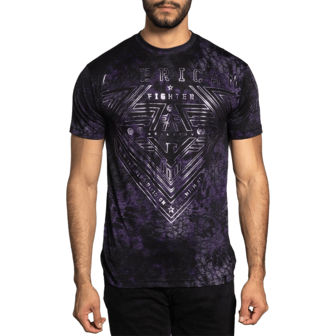 American Fighter Men's Perkins Crew Neck Purple Tee Shirt