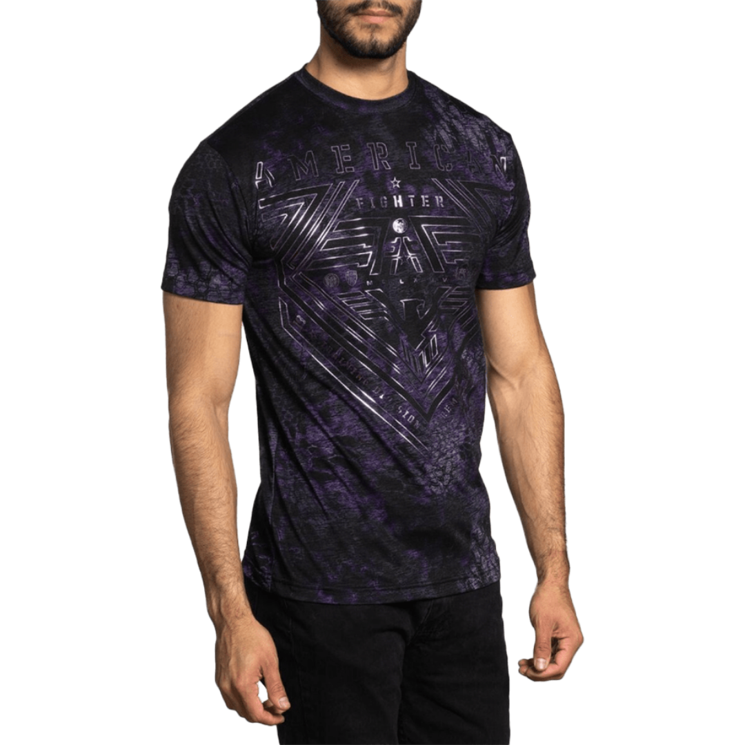 American Fighter Men's Perkins Crew Neck Purple Tee Shirt
