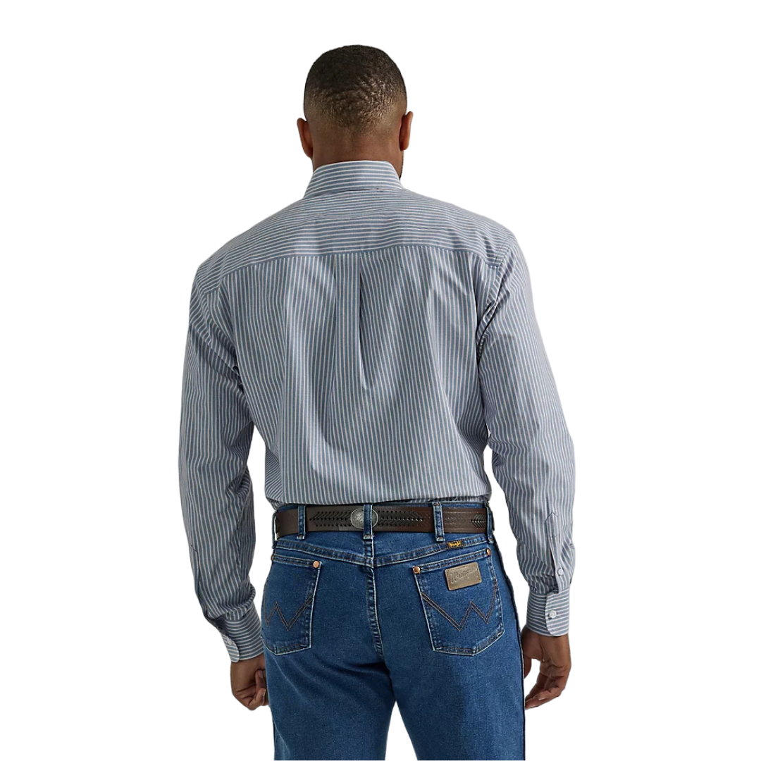 Wrangler Men's Steel Stripe George Blue Shirt