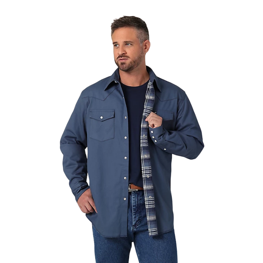 Wrangler Men's Flannel Lined Solid Indigo Shirt