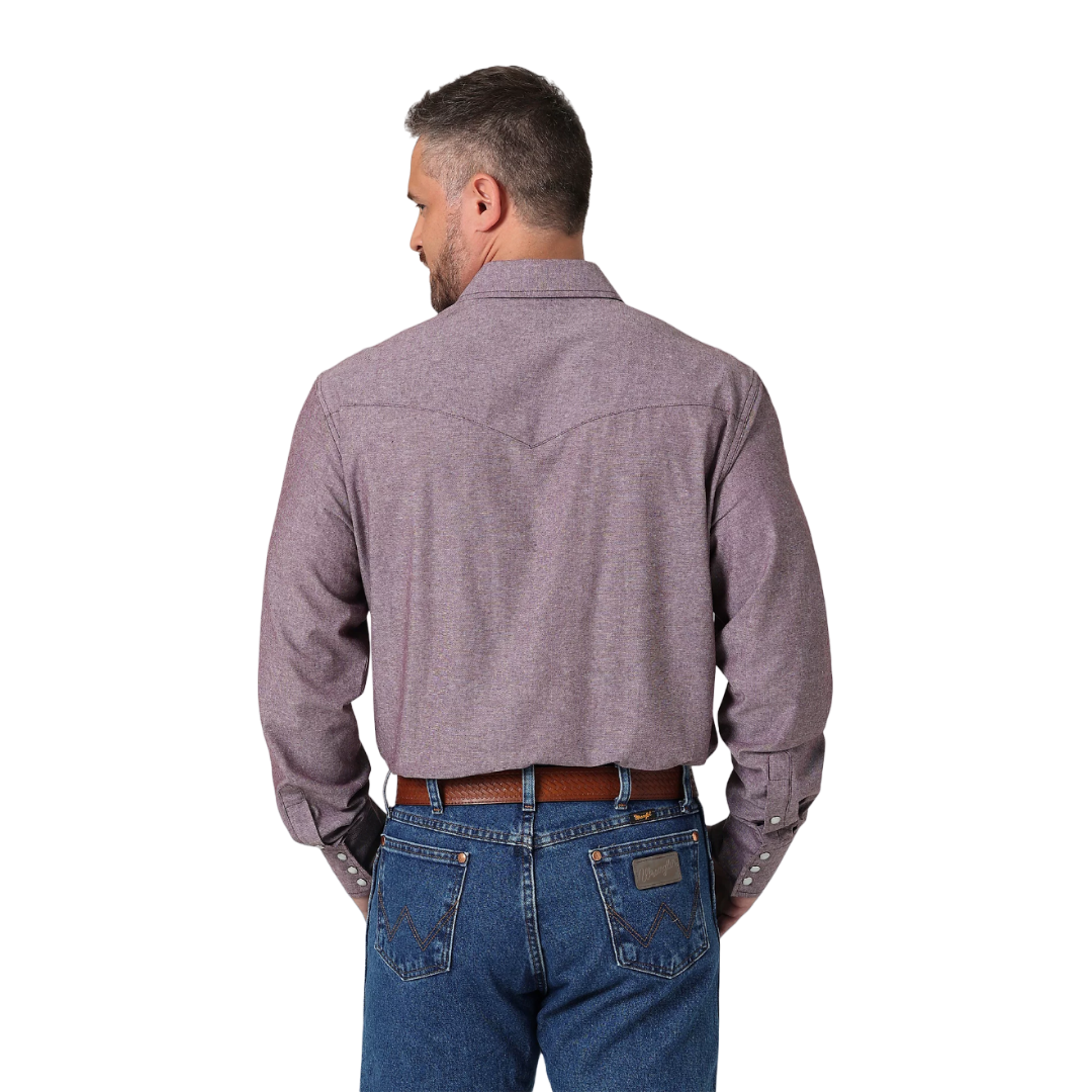 Wrangler Men's Chambray Port Snap Burgundy Shirt