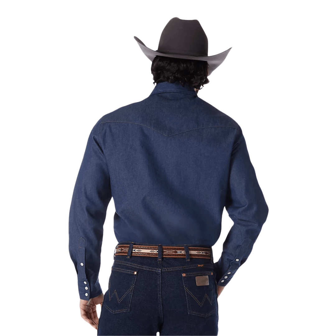 Wrangler Men's Cowboy Cut Rigid Denim Indigo Shirt