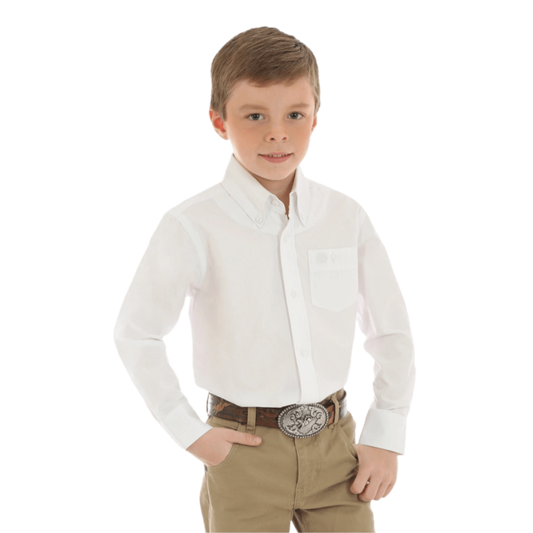 Wrangler Youth Boy's Classic Button Down White Shirt