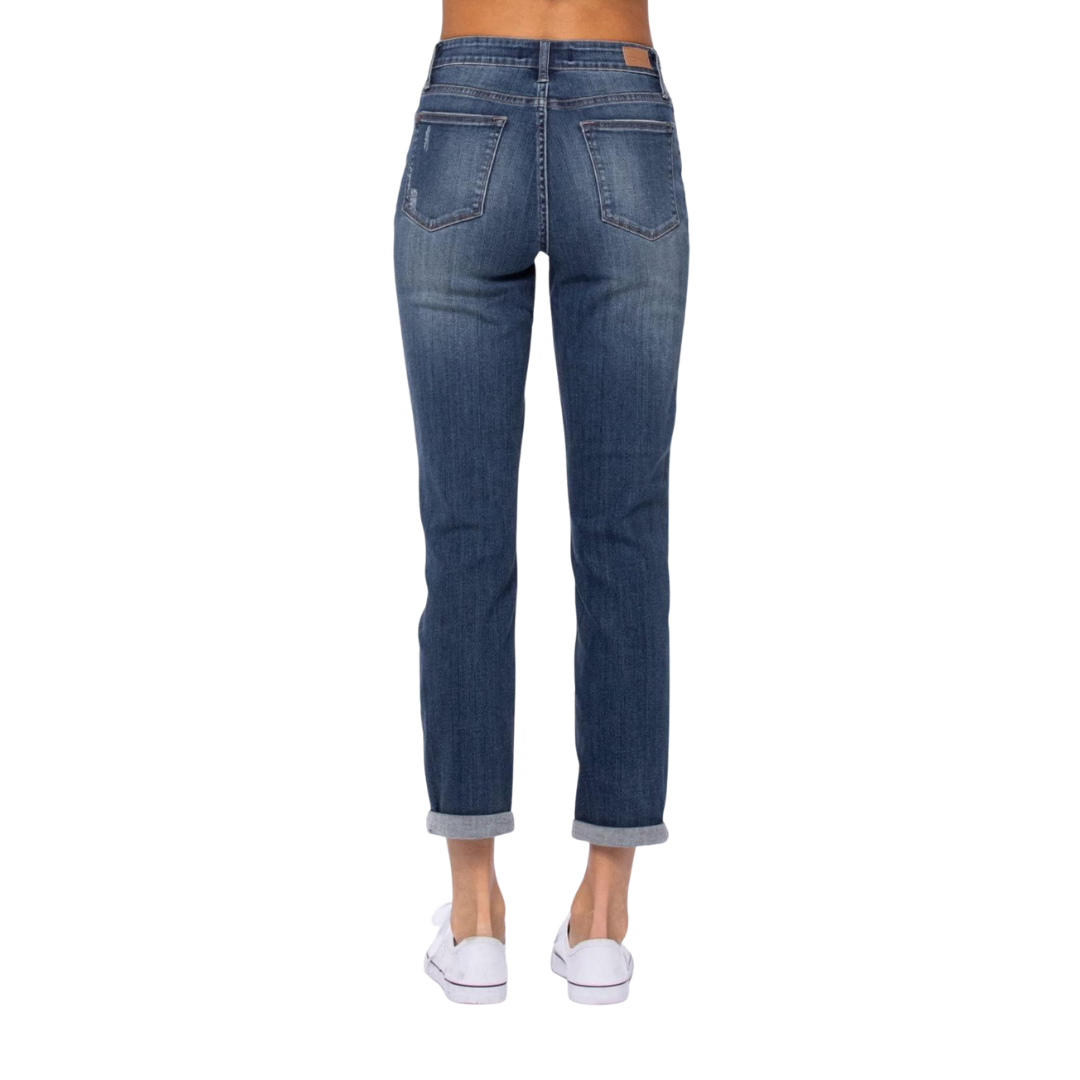 Judy Women's Curvy High Rise Relaxed Fit Blue Jeans