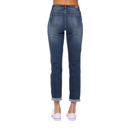 Judy Women's Curvy High Rise Relaxed Fit Blue Jeans