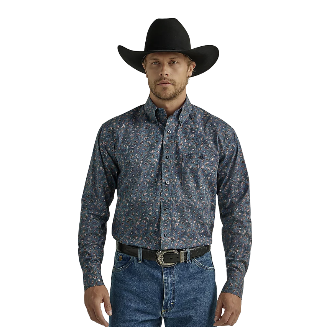 Wrangler Men's Paisley George Strait Navy Shirt