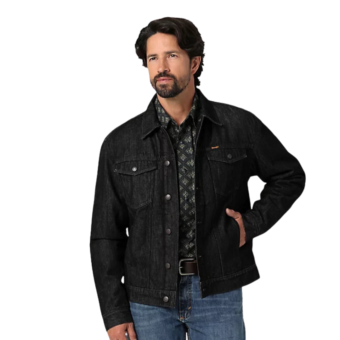 Wrangler Men's Sherpa Lined Denim Black Jacket