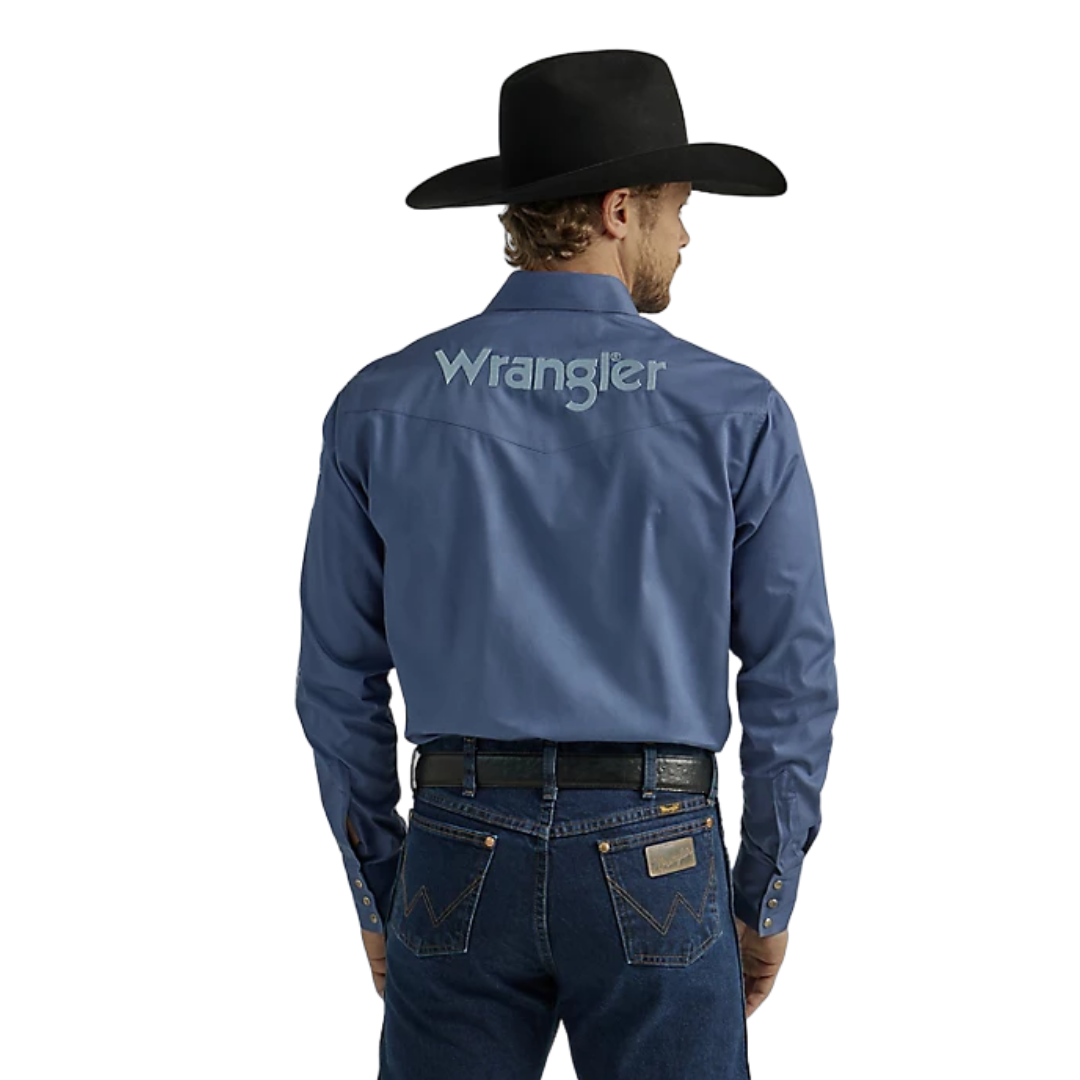 Wrangler Men's Bijou Western Snap Blue Shirt