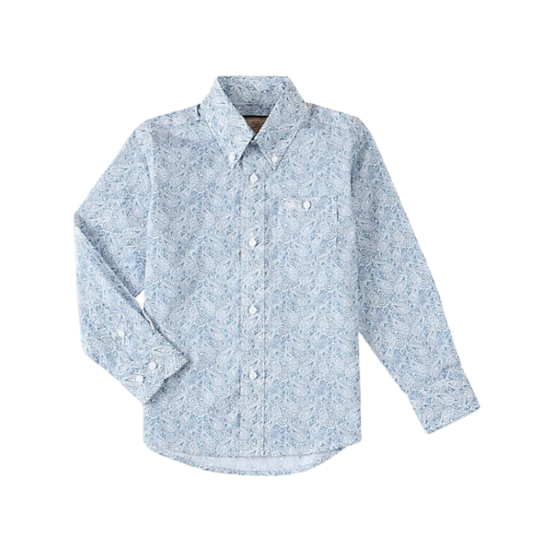 Wrangler Youth Boy's Icey Paisley Classic Print Blue Shirt