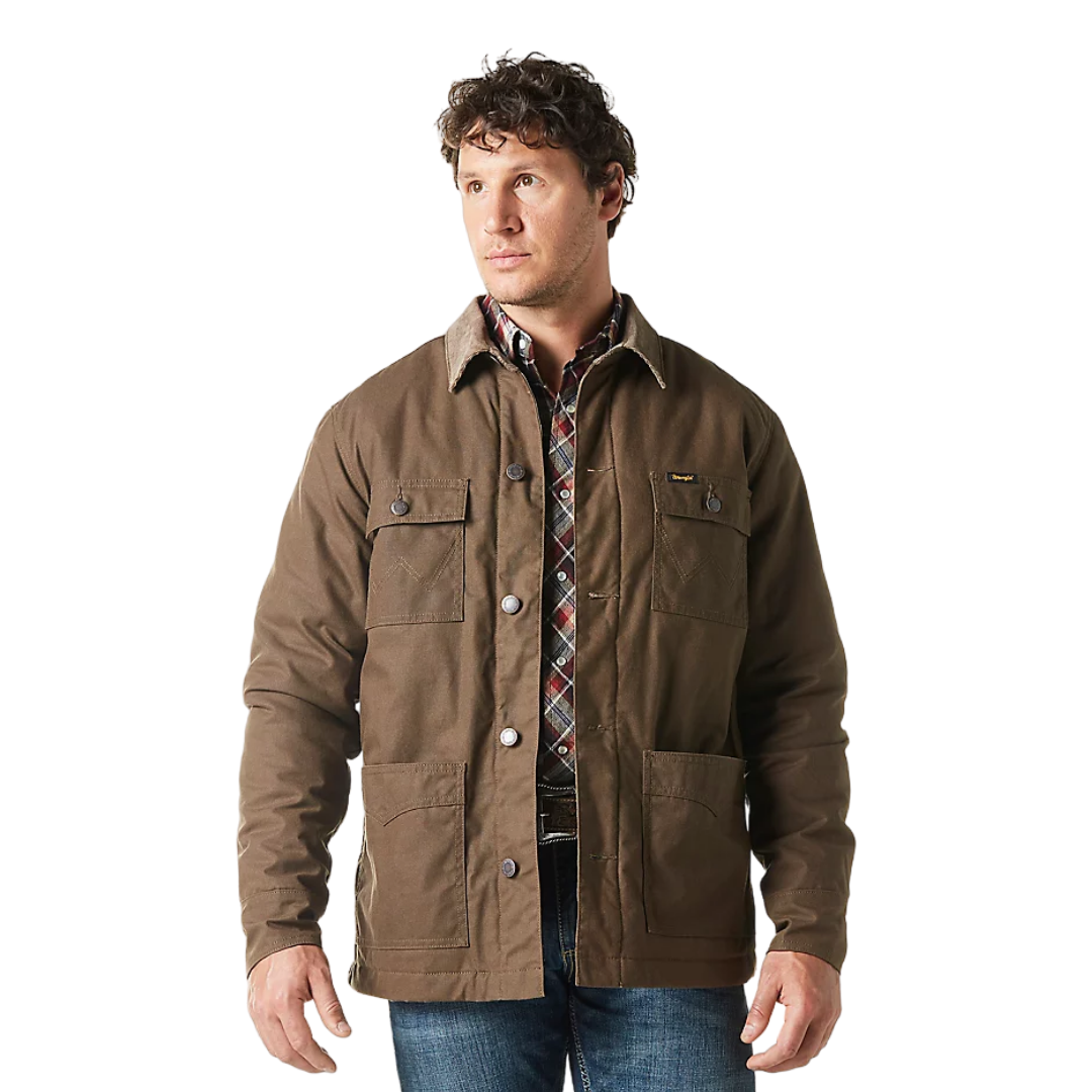 Wrangler Men's Lined Canvas Barn Brown Coat