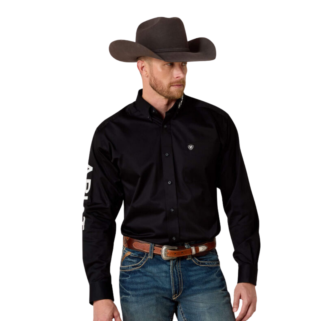 Shop Ariat Men's Team Logo Twill Classic Fit Black Shirt Today