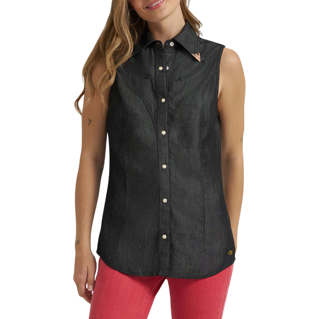 Wrangler Women’s Western Snap Black Tank