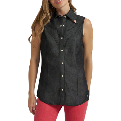 Wrangler Women’s Western Snap Black Tank