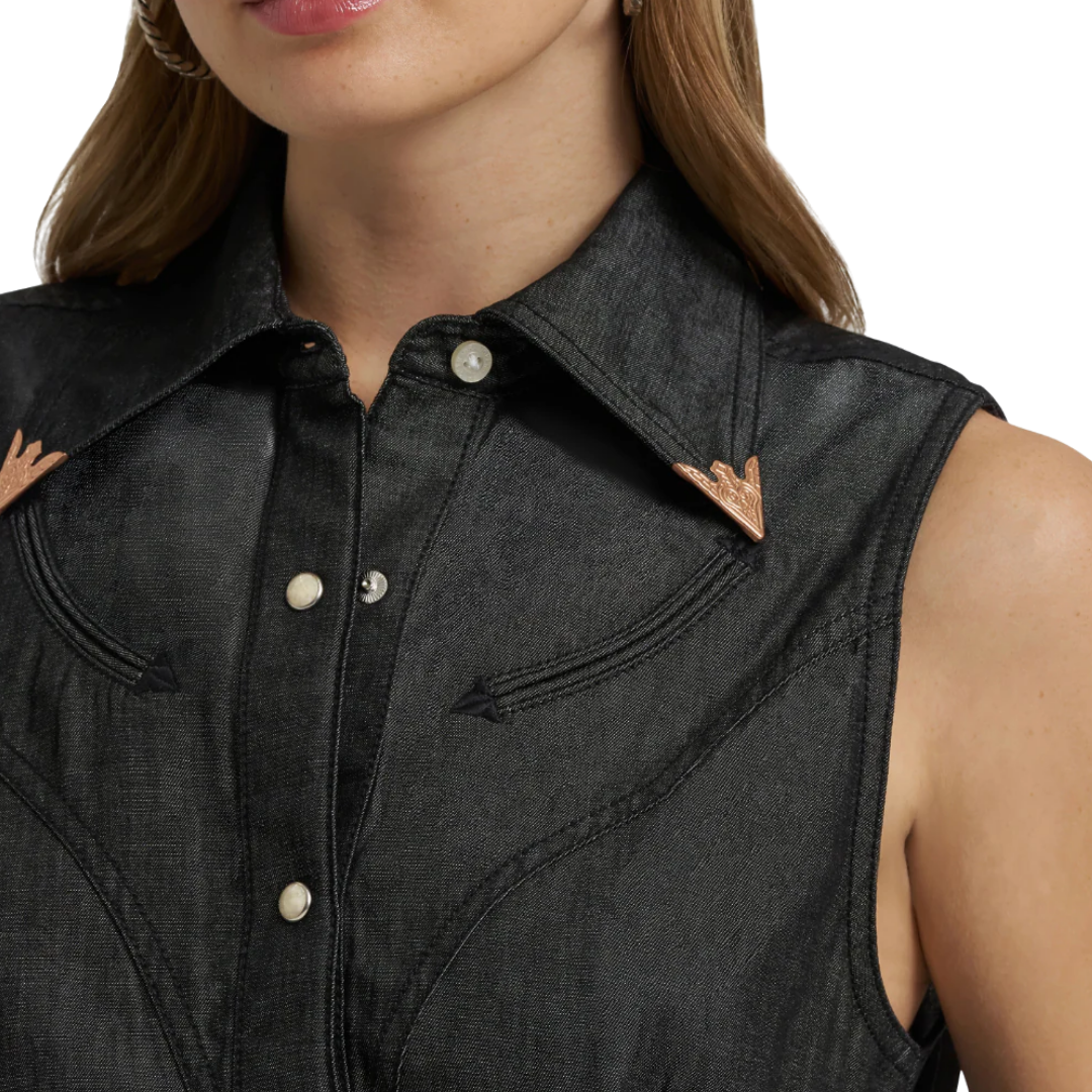 Wrangler Women’s Western Snap Black Tank