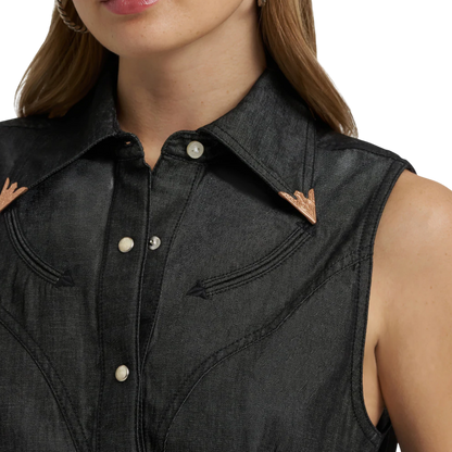 Wrangler Women’s Western Snap Black Tank