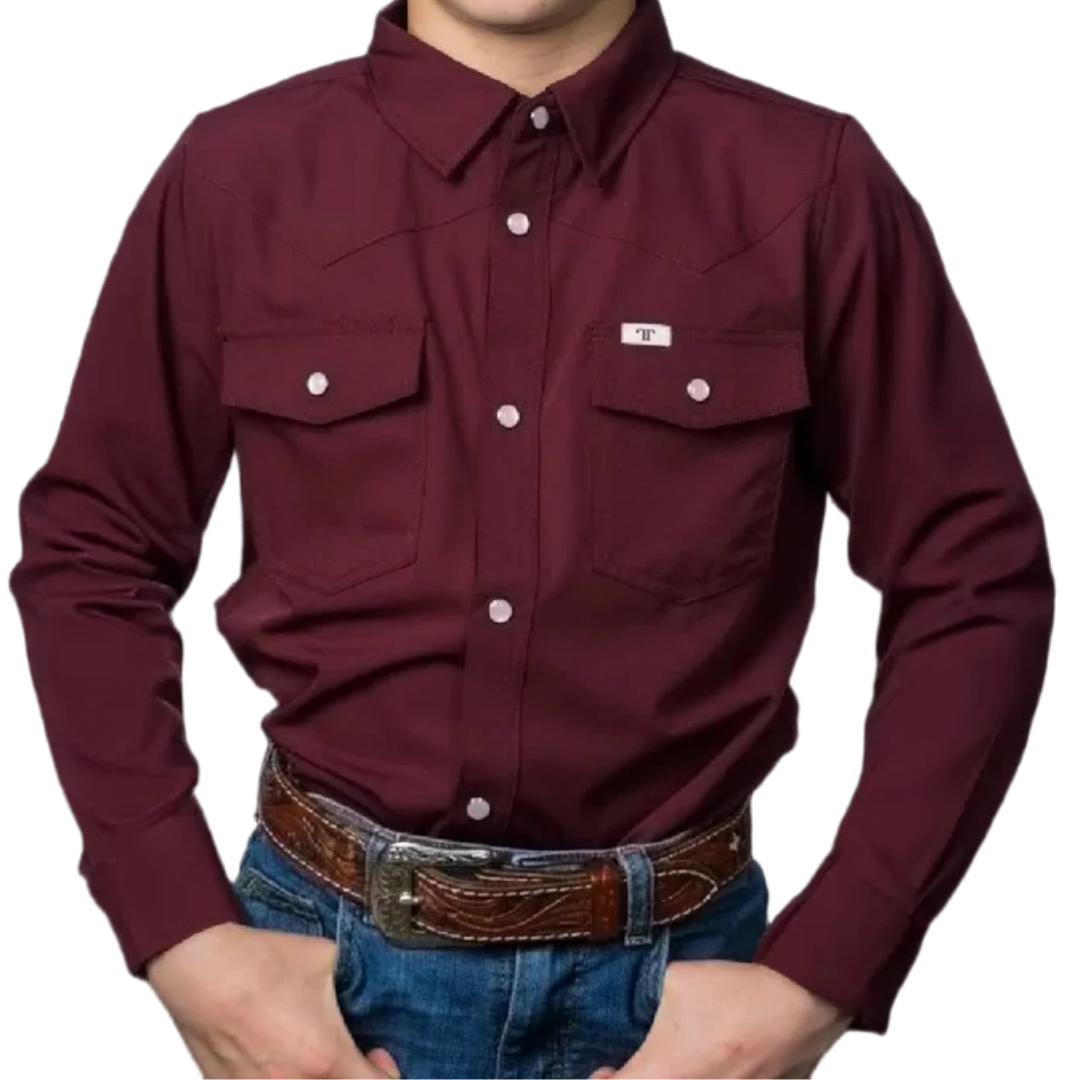 Ferrell Youth Boy's Core Snap Maroon Shirt