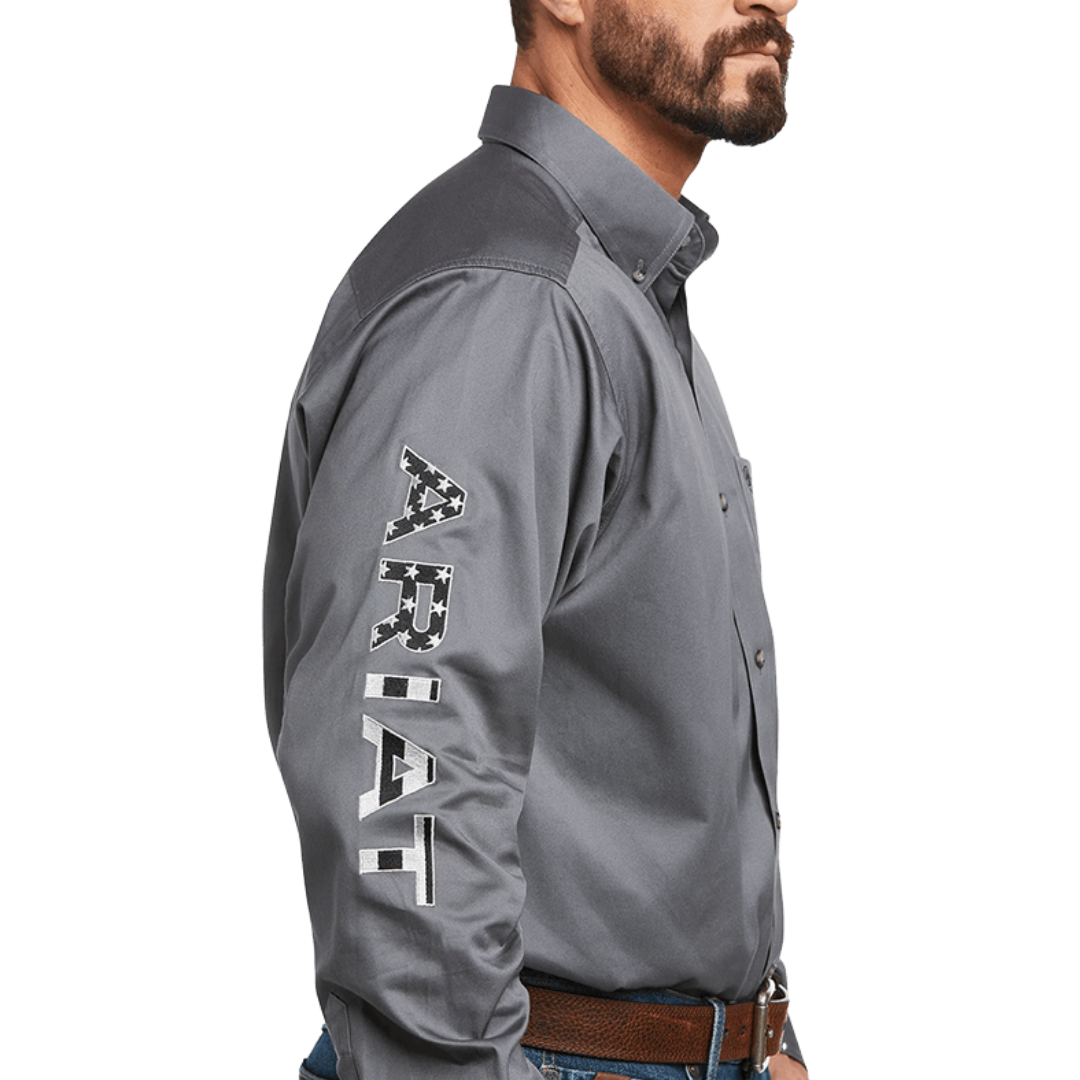 Ariat Men's Team Logo Twill Classic Grey Shirt