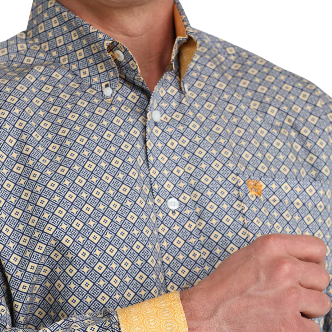 Cinch Men's Diamond Print Royal Blue Shirt