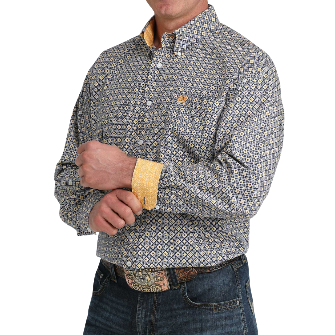 Cinch Men's Diamond Print Royal Blue Shirt