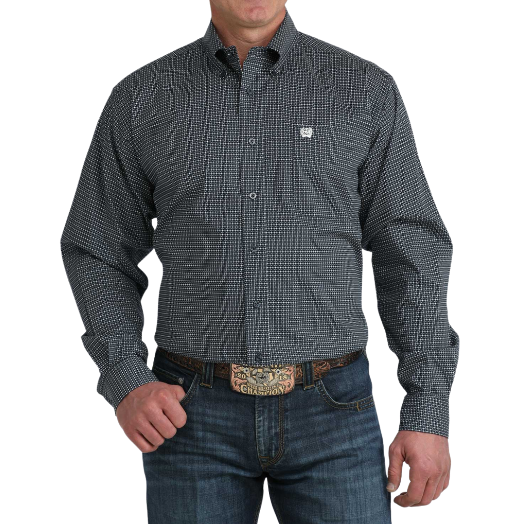 Cinch Men's Geometric Print Navy Shirt