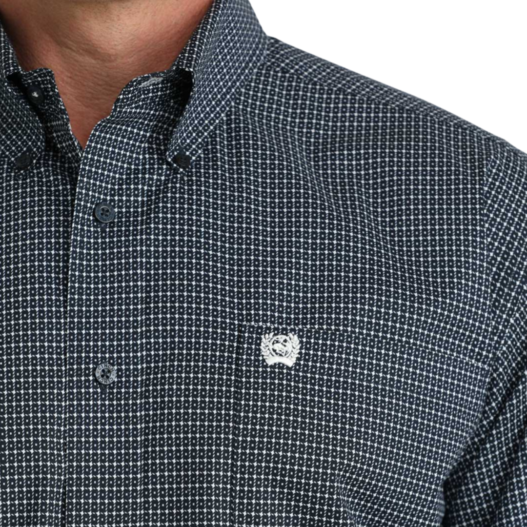 Cinch Men's Geometric Print Navy Shirt