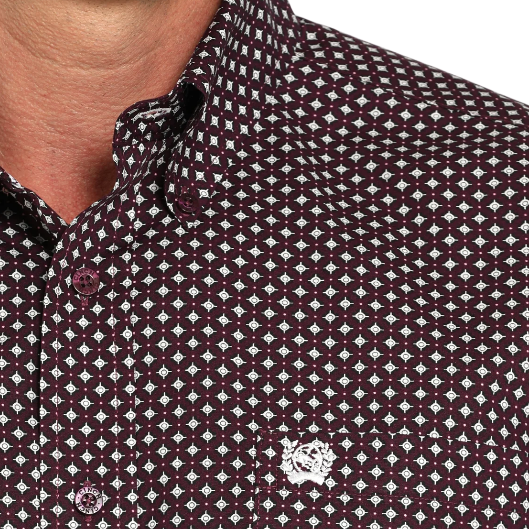 Cinch Men's Diamond Print Button Down Purple Shirt