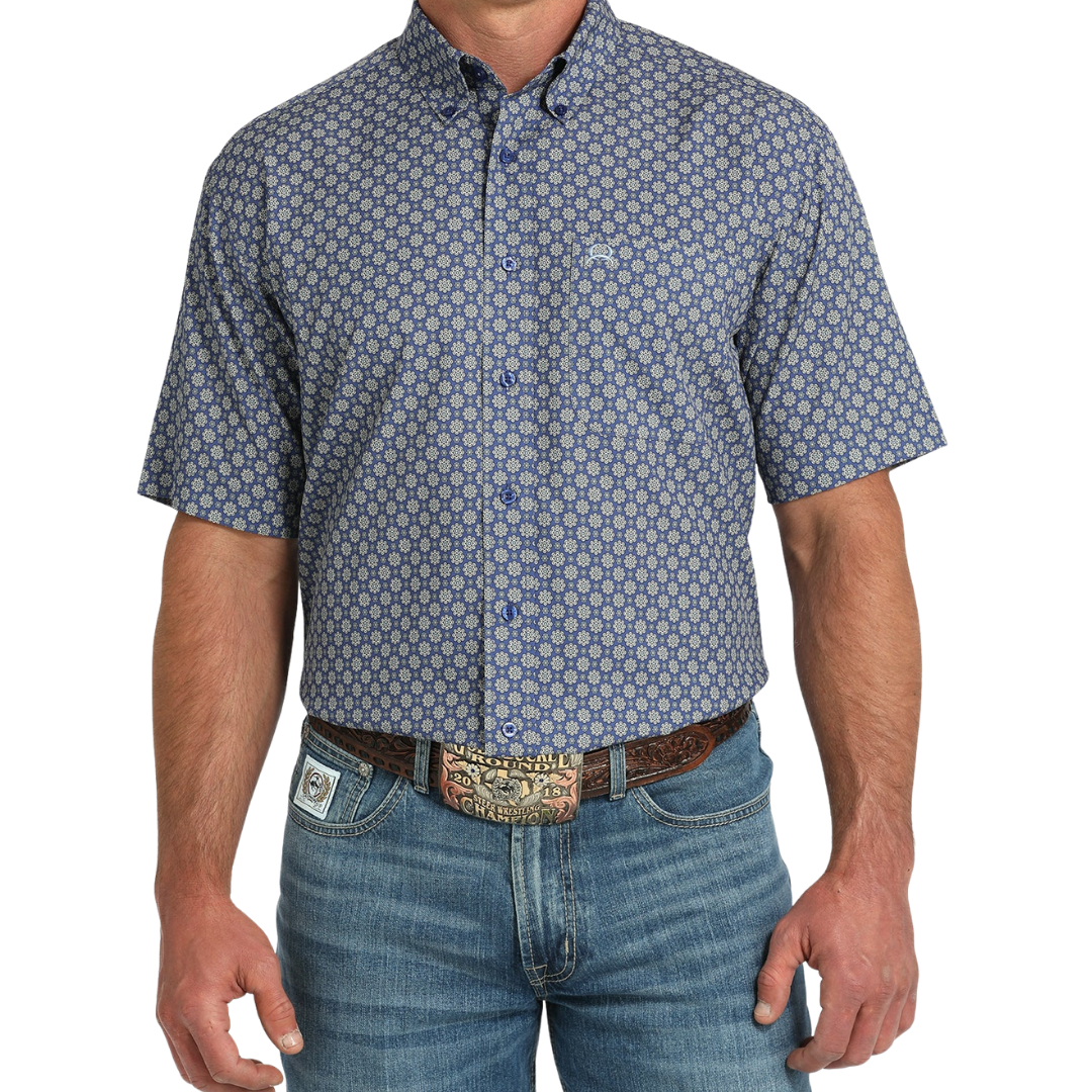 Cinch Men's Arena Flex Short Sleeve Royal Blue Shirt