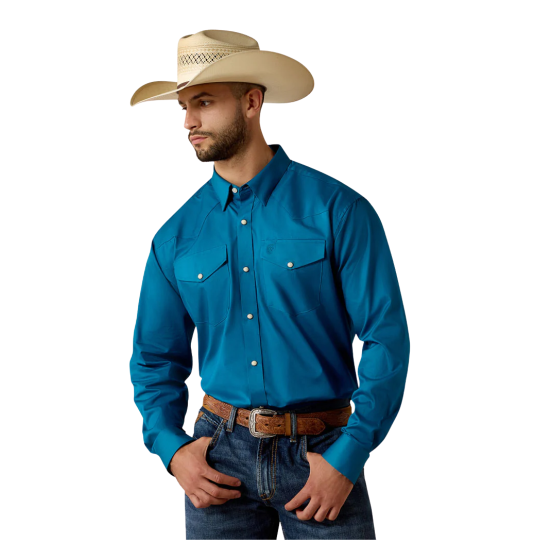 Ariat Men's Lightweight Twill Long Sleeve Blue Shirt
