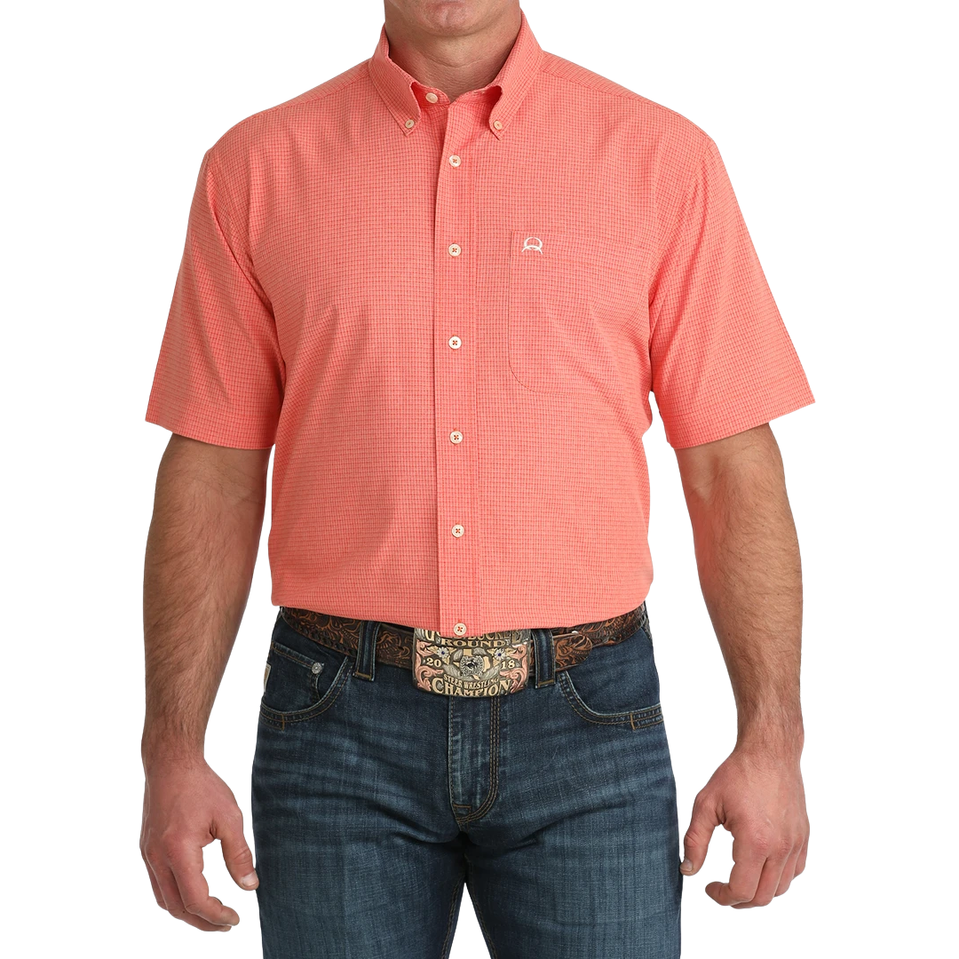 Cinch Men's Arena Flex Print Short Sleeve Red Shirt