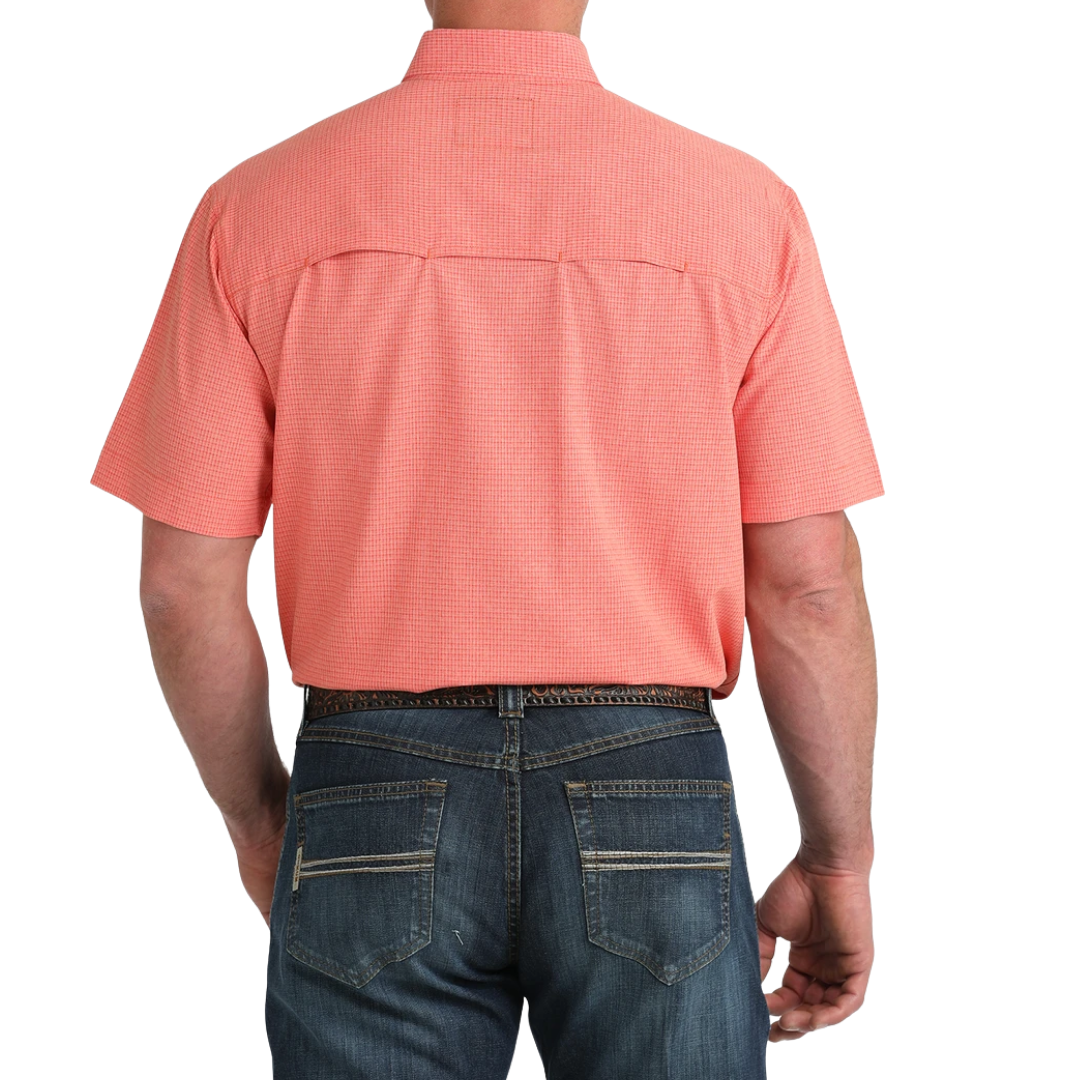 Cinch Men's Arena Flex Print Short Sleeve Red Shirt