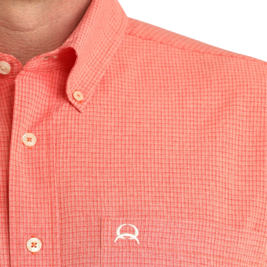 Cinch Men's Arena Flex Print Short Sleeve Red Shirt