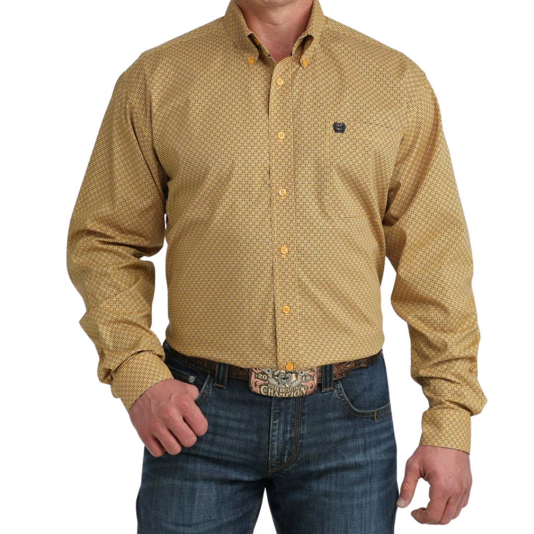 Cinch Men's Flower Print Gold Shirt
