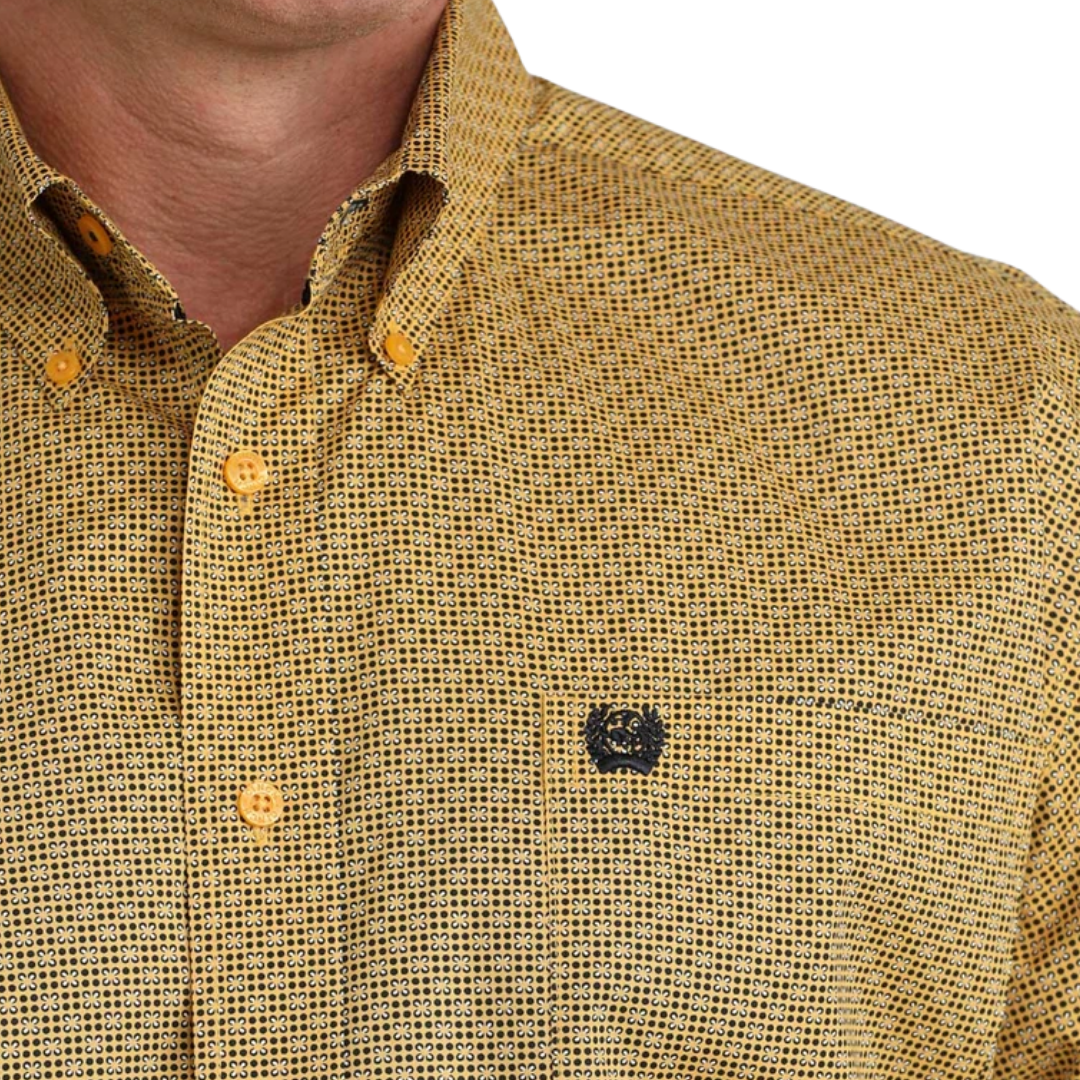 Cinch Men's Flower Print Gold Shirt