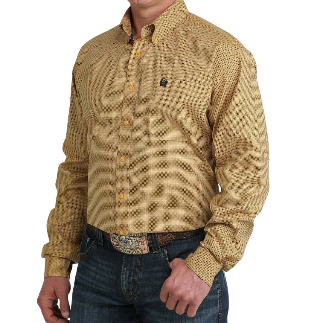 Cinch Men's Flower Print Gold Shirt