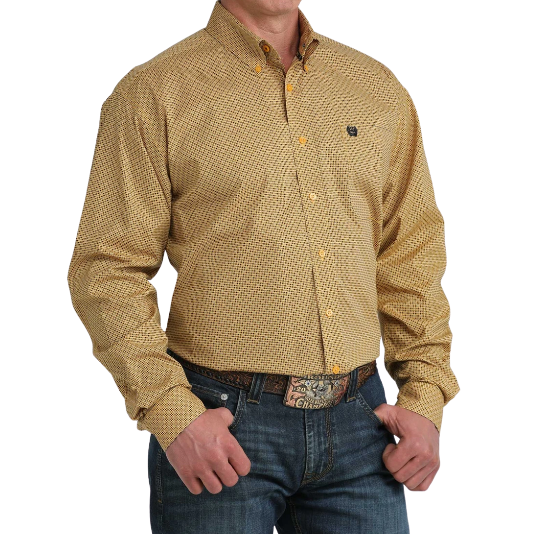 Cinch Men's Flower Print Gold Shirt