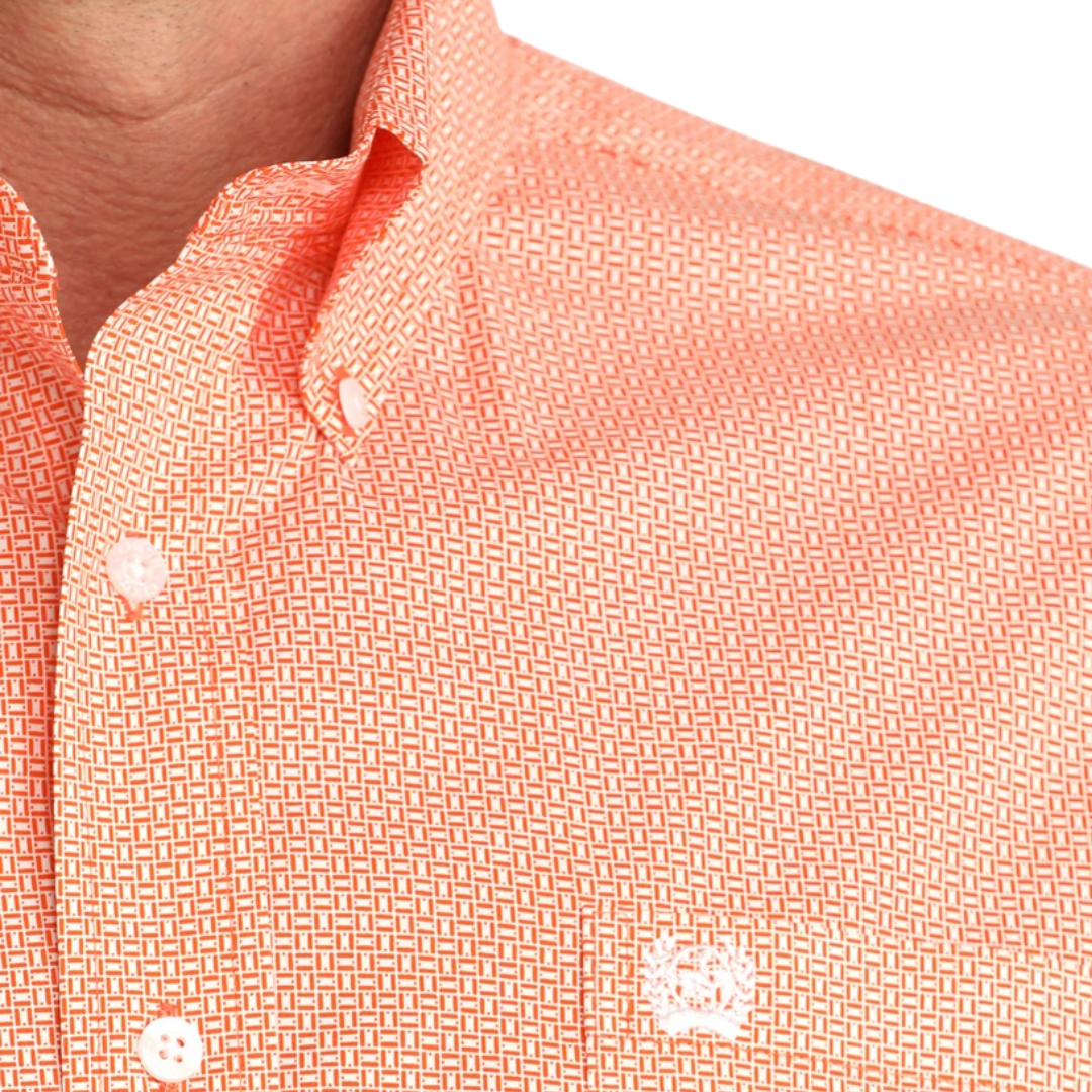 Cinch Men's Geometric Print Orange Shirt