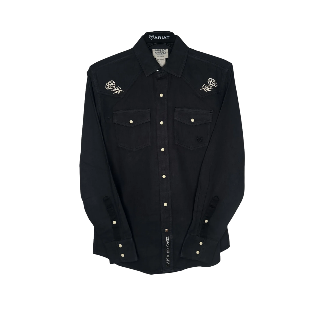 Ariat Men's Sendero Skull Retro Button Down Black Shirt