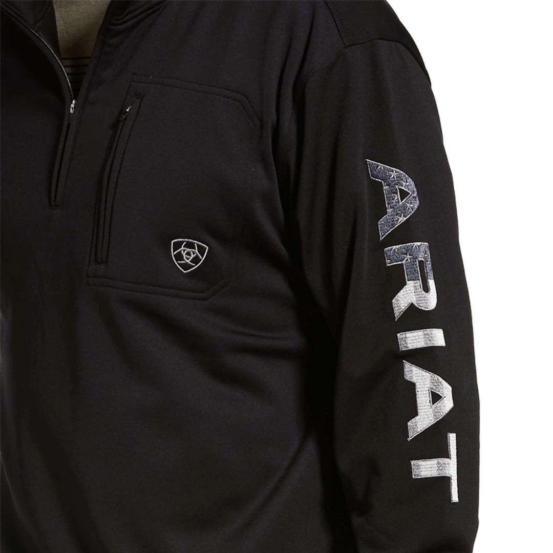Ariat Men's Team Logo 1/4 Zip Black Sweatshirt