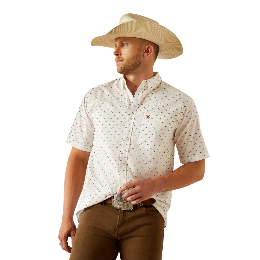 Ariat Men's Grant Classic Fit White Print Shirt