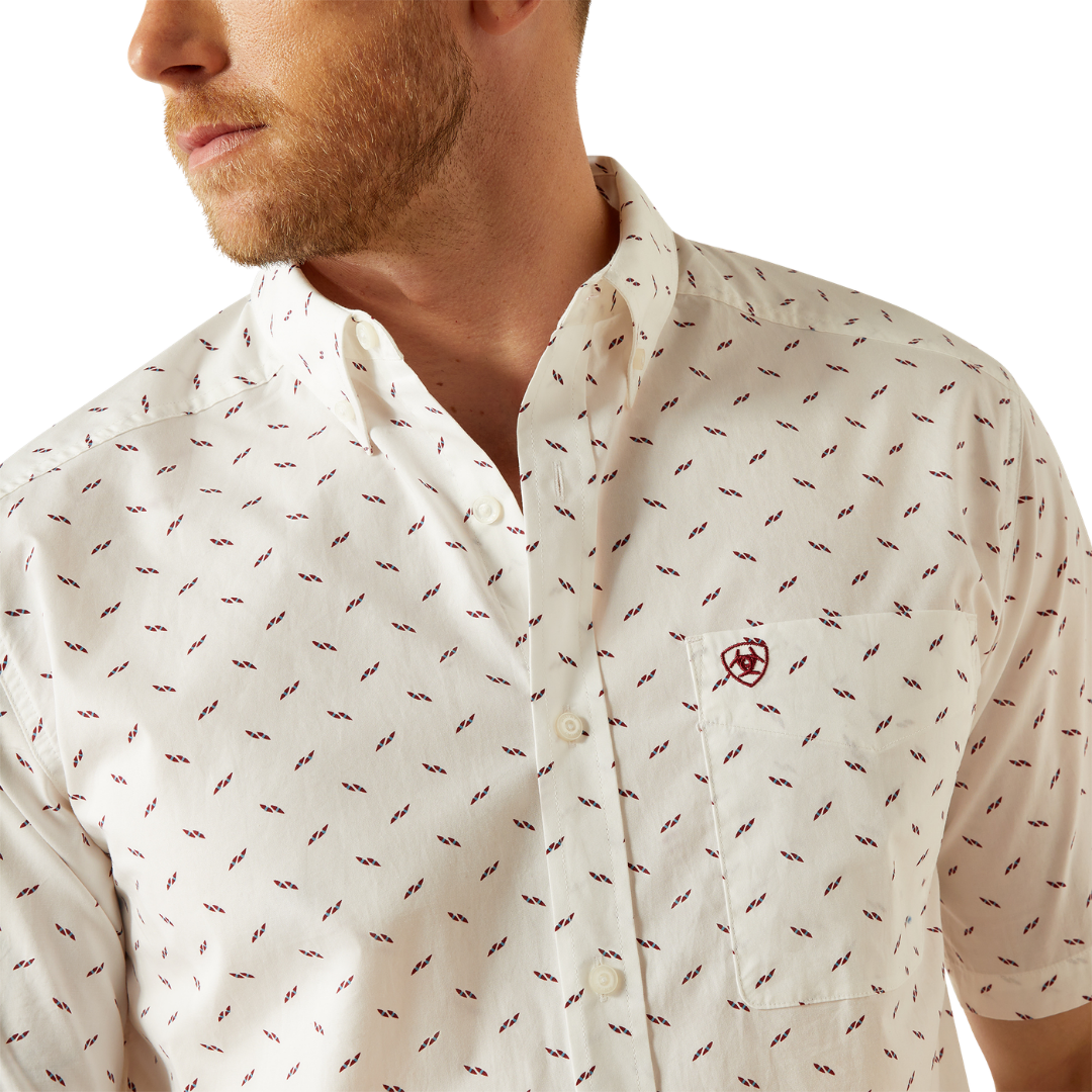 Ariat Men's Grant Classic Fit White Print Shirt