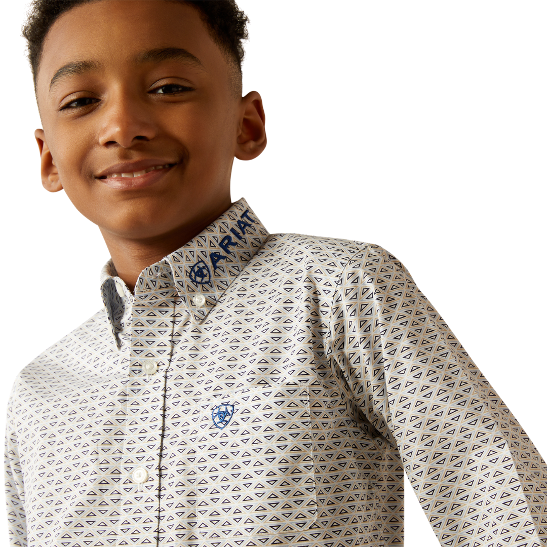 Ariat Youth Boy's Team Drew Classic Fit Blue Shirt