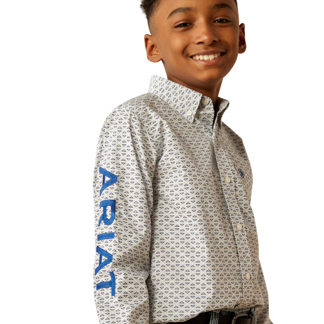 Ariat Youth Boy's Team Drew Classic Fit Blue Shirt