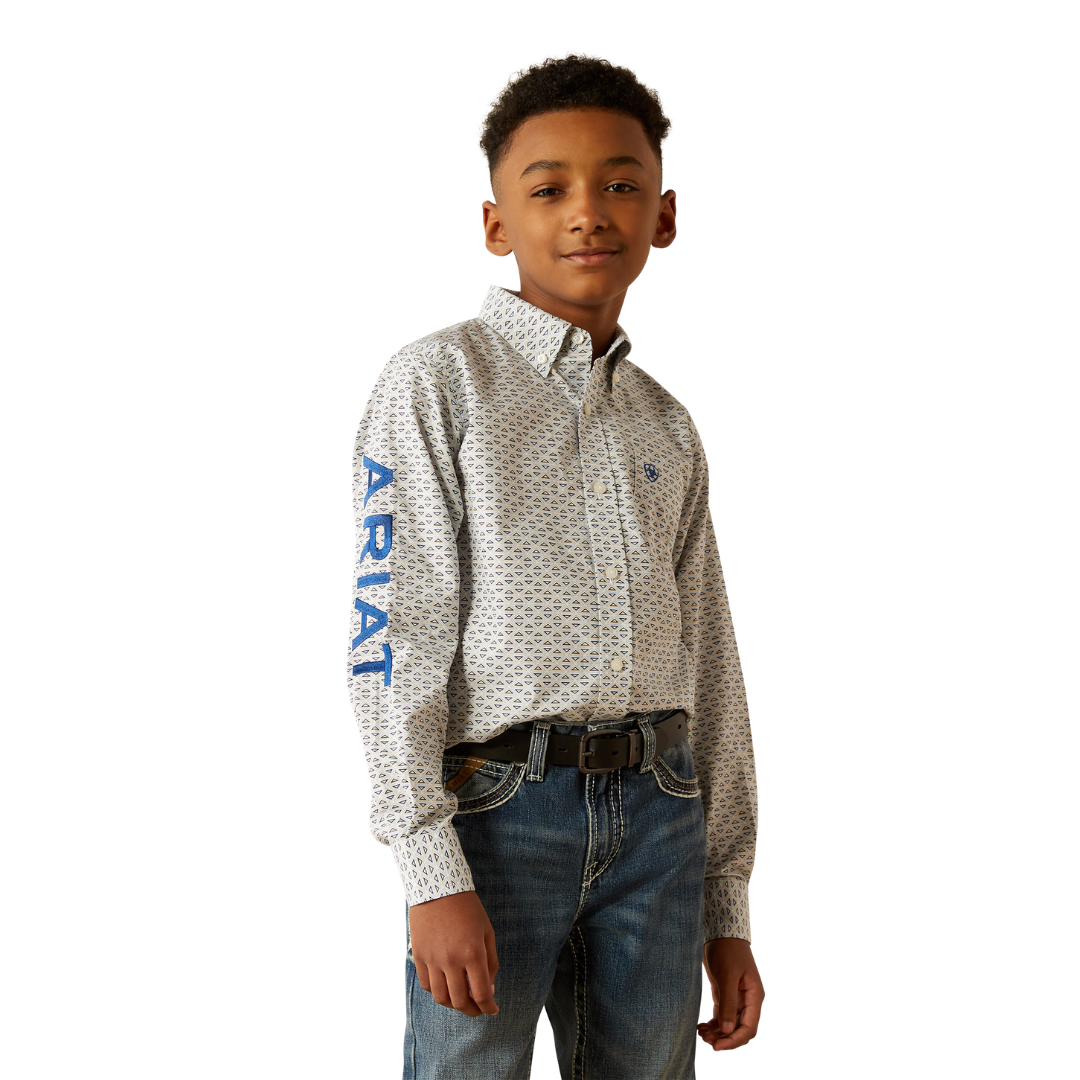 Ariat Youth Boy's Team Drew Classic Fit Blue Shirt